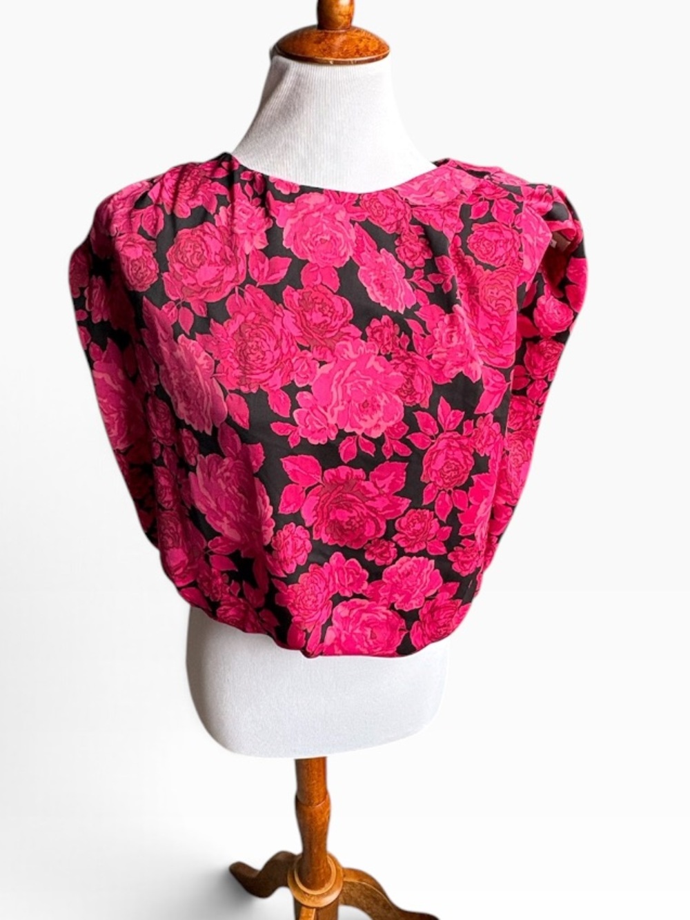 DO+BE Hot Pink Floral Puff-Sleeve Blouse